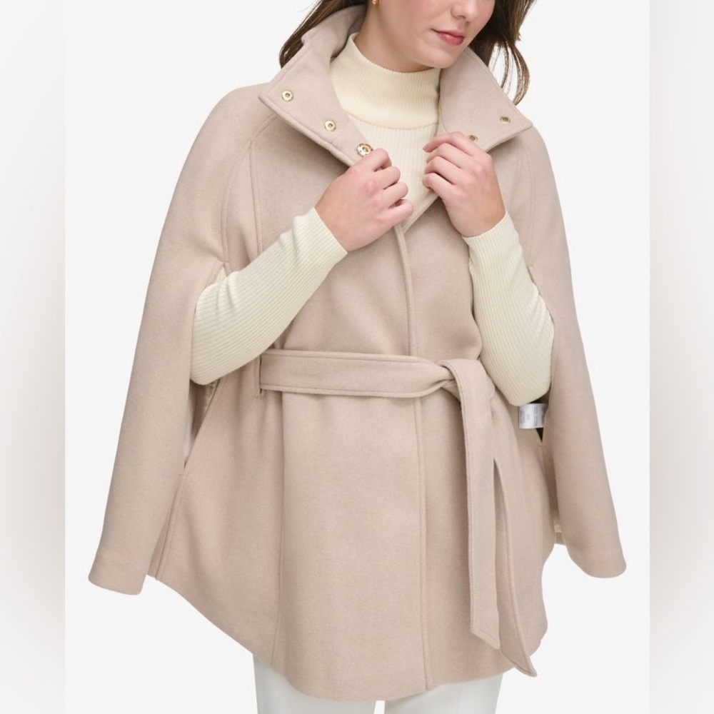Calvin Klein Women's Double-Breasted Cape Coat - Beige